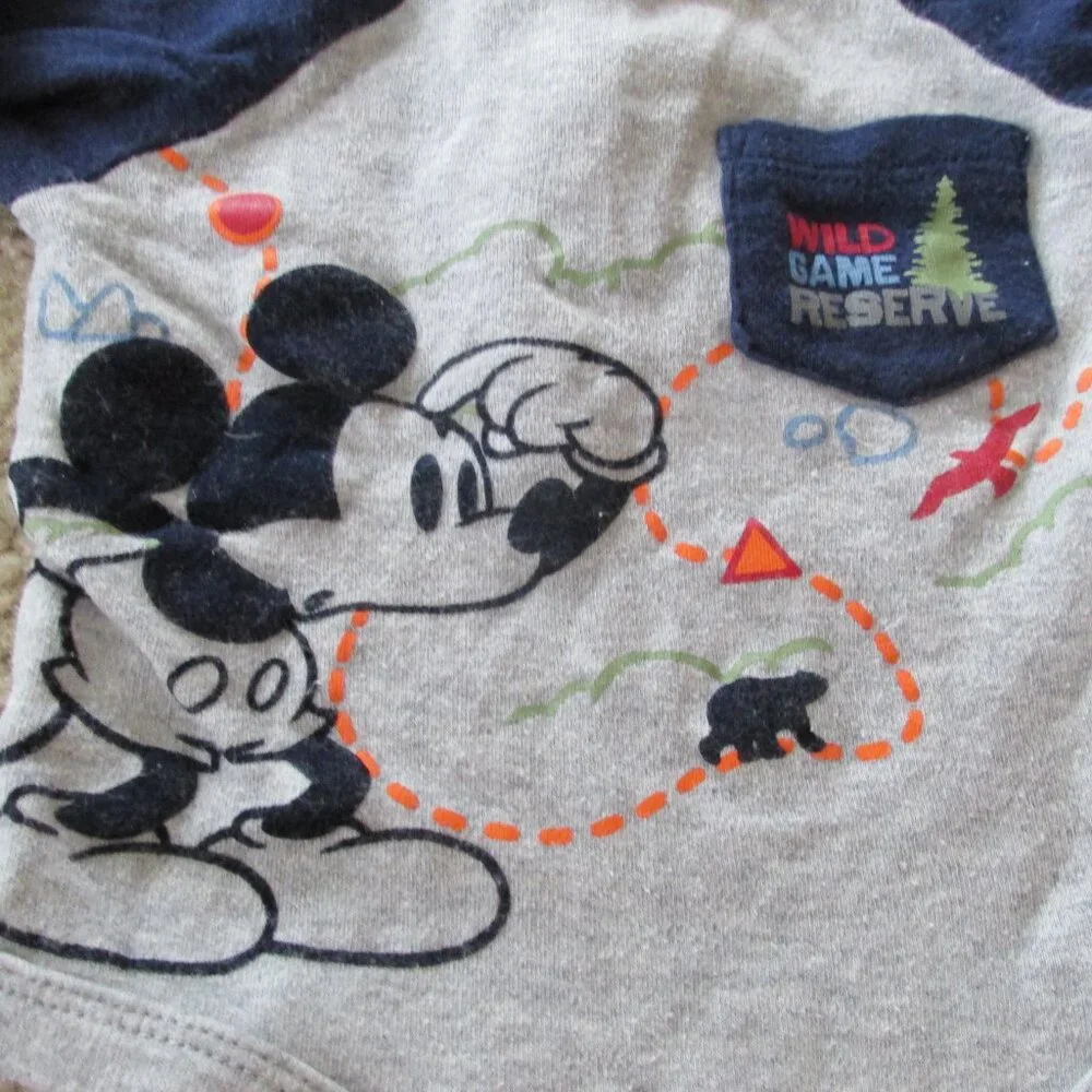 Disney One Piece Bodysuit Infant Boys Size 3-6M Gray Long Sleeve‎ Mickey Mouse